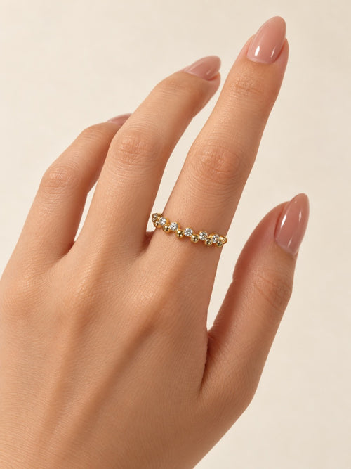 10K Gold Beaded Accent Ring – Size 8