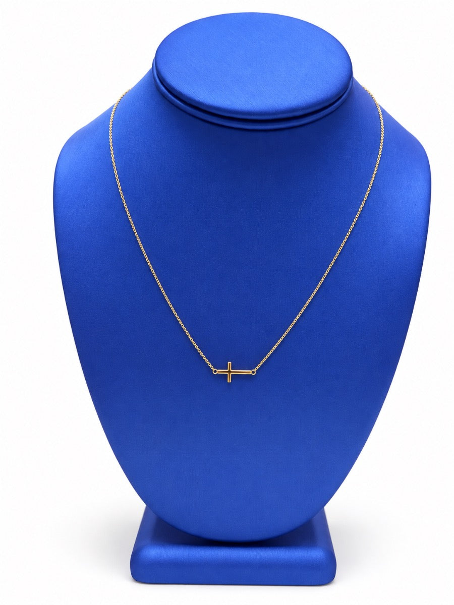 10K Gold Cross Bar Necklace