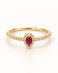 10KT Yellow Gold Ring with Red Stone- Size 8