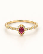 10KT Yellow Gold Ring with Red Stone- Size 8