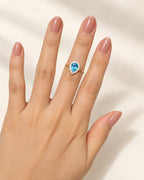10K Gold Pear-Shaped Blue Stone Ring- Size 6