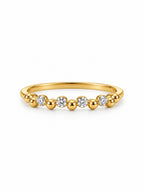 10K Gold Beaded Accent Ring – Size 8