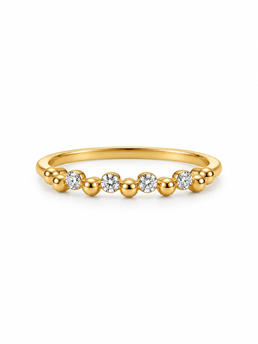 10K Gold Beaded Accent Ring – Size 8