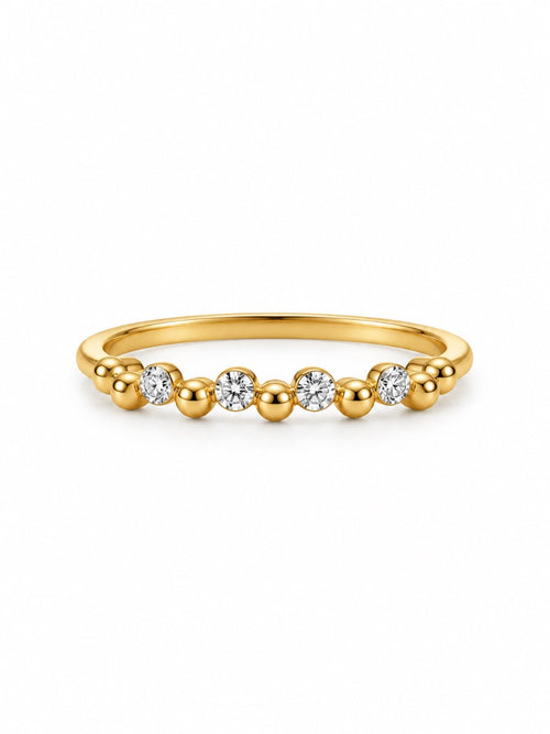 10K Gold Beaded Accent Ring – Size 8