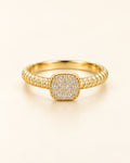 10K Gold Square Pavé Ring-Size 7